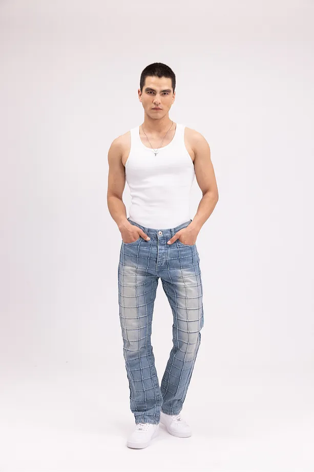 Erkek Mavi Tasarım Detaylı Jeans