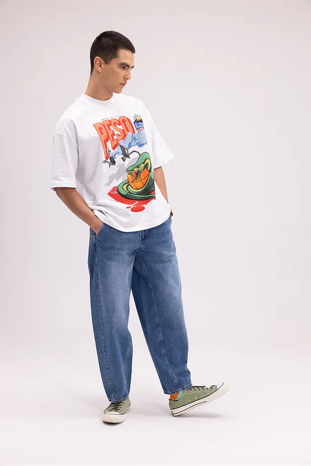 Erkek Açık Mavi Baggy Fit Jean Pantolon
